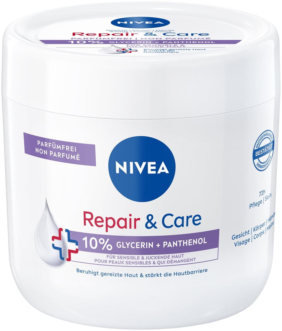 NIVEA Repair & Care Creme Parfümfrei für sensible & juckende Haut